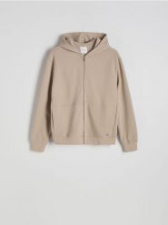 Zapinana bluza z kapturem - beżowy. Brązowe bluzy z kapturem męskie Reserved, l, z bawełny. W wyprzedaży za 89.99 zł.