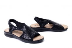SANITAL FLEX 8041.17 black, sandały damskie. Czarne sandały damskie Sanital Flex, bez wzorów, bez obcasa, na koturnie. Za 140.17 zł.