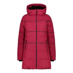 Damska kurtka z kapturem CMP. Czerwone kurtki damskie CMP, na zimę, bez wzorów, z puchu, z kapturem. Za 916.50 zł.