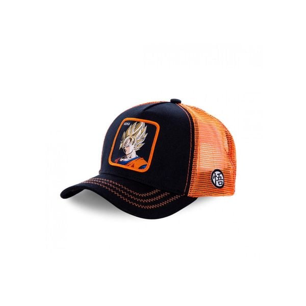 Czapka Trucker Capslab x Dragon Ball Z (Goku Saiyen) - Czarny/Pomarańczowy. Brązowe czapki męskie CapsLab, bez wzorów. Za 169.16 zł.