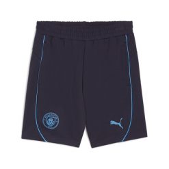 Męskie szorty Casuals Manchester City PUMA New Navy Magic Blue. Niebieskie szorty męskie Puma, bez kołnierzyka. W wyprzedaży za 161.00 zł.
