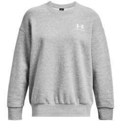 Bluza Under Armour Icon Fleece Crew. Szare bluzy bez kaptura damskie Under Armour, bez wzorów, bez ramiączek, bez kaptura. Za 179.99 zł.