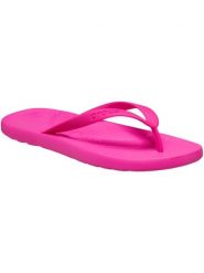 Japonki damskie Crocs Flip. Czerwone klapki damskie Crocs, z aplikacjami, z jeansu, bez obcasa. Za 119.99 zł.