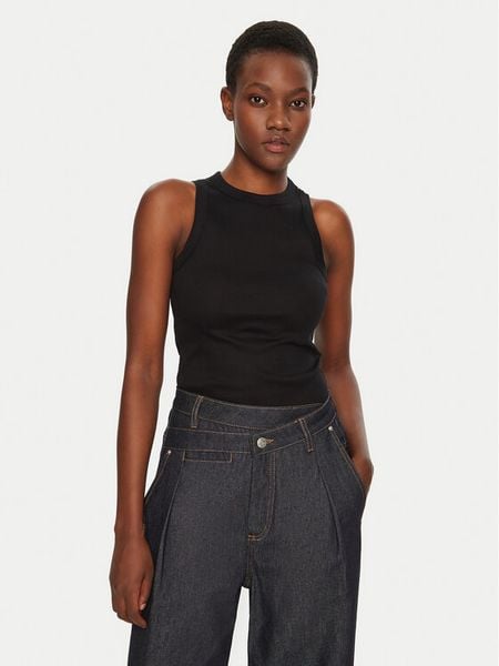 IVY OAK Top Klara IO1100X2350 Czarny Slim Fit. Czarne topy damskie Ivy & Oak, xl, bez wzorów, z bawełny, bez kołnierzyka. Za 129.99 zł.