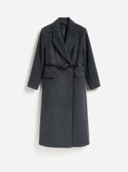 Płaszcz z dodatkiem wełny - ciemnoszary. Szare płaszcze damskie Reserved, l, bez wzorów, z tkaniny. Za 379.99 zł.