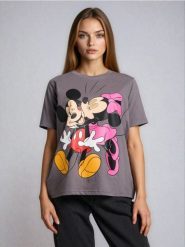 Koszulka z krótkim rękawem Mickey Mouse - szary. Szare t-shirty damskie Sinsay, l, bez wzorów, bez kołnierzyka. Za 29.99 zł.