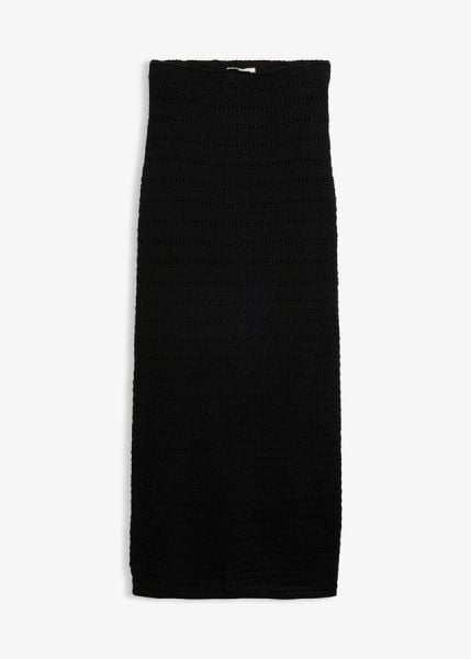 Długa spódnica dzianinowa. Czarne spódniczki damskie bonprix, bez wzorów, z dzianiny, maxi. Za 37.99 zł.