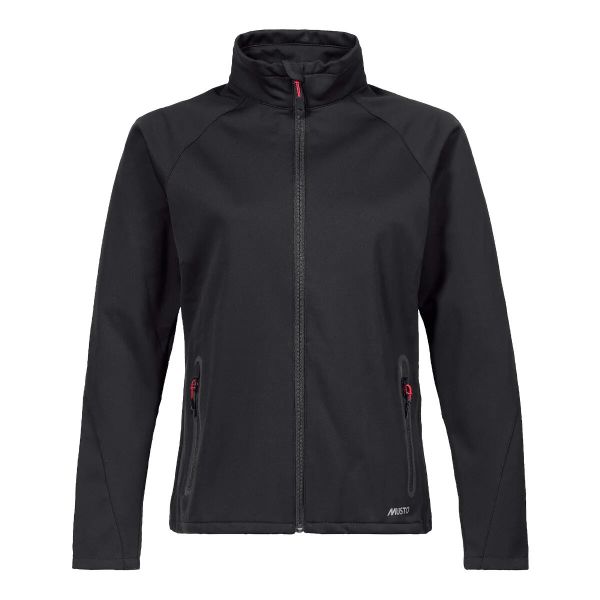 Damska kurtka wodoodporna Musto Essential Softshell. Czarne kurtki damskie Musto, bez wzorów, z softshellu, bez kaptura. Za 629.50 zł.
