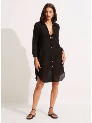 Seafolly Sukienka w kolorze czarnym rozmiar: M/L. Czarne sukienki damskie Seafolly, l, bez wzorów, z bawełny, bez kołnierzyka, bez ramiączek, midi. Za 162.11 zł.