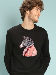 WOOOP Bluza "Zebra cream" w kolorze czarnym rozmiar: M. Czarne bluzy bez kaptura męskie Wooop, m, z bawełny. Za 109.52 zł.