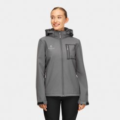 Kurtka softshellowa turystyczna damska Alpinus Bergamo. Szare kurtki damskie Alpinus, m, bez wzorów, z softshellu, bez kaptura. Za 279.00 zł.