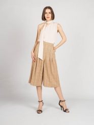 Patrizia Pepe Spodnie | 8P0314/A8U6 | Kobieta | Żółty, Beżowy. Brązowe spodnie materiałowe damskie Patrizia Pepe, bez wzorów, z bawełny. W wyprzedaży za 269.00 zł.
