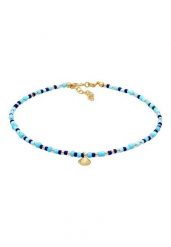 Elli Damski bransoletka na kostkę muszle szklane kule kolorowy regulowany w srebrze 925 Sterling Silver Bransoletki na nogę 1 ct. Szare bransoletki damskie Elli, pozłacane. Za 113.99 zł.