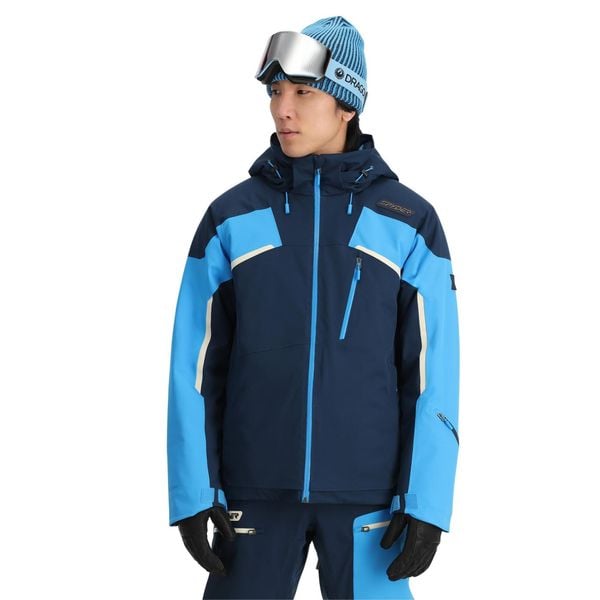 Kurtka narciarska męska Spyder Leader. Niebieskie kurtki męskie Spyder, m, bez wzorów, bez kaptura, narciarskie. Za 2,599.99 zł.