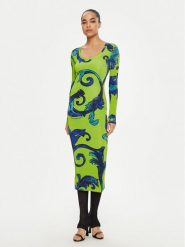 Versace Jeans Couture Sukienka codzienna 78HAO920 Zielony Regular Fit. Zielone sukienki damskie Versace Jeans Couture, na co dzień, bez wzorów, z jeansu, bez kołnierzyka, bez ramiączek, proste. Za 919.99 zł.