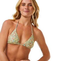 Góra od stroju kąpielowego Rip Curl Sea Of Dreams Sliding Tri. Zielone bikini damskie RIPCURL, bez wzorów. Za 119.99 zł.