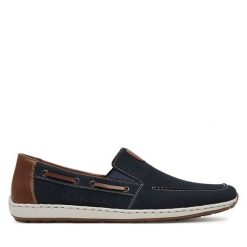 Półbuty Rieker. Niebieskie półbuty męskie Rieker, bez zapięcia. Za 329.99 zł.