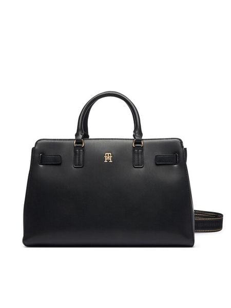 Tommy Hilfiger Torebka Th Joy Satchel AW0AW19067 Czarny. Czarne torebki klasyczne damskie Tommy Hilfiger, bez wzorów, ze skóry, bez dodatków. Za 616.99 zł.
