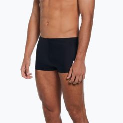 Bokserki pływackie męskie Nike Ocean Merge Square Leg. Czarne kąpielówki męskie Nike, m, bez wzorów. Za 129.99 zł.