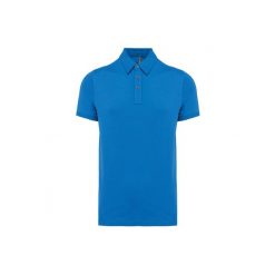 Koszulka polo z dżerseju Kariban. Niebieskie koszulki polo męskie KARIBAN, s, bez wzorów, z bawełny, bez ramiączek. Za 116.00 zł.