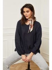 Fleur de Lin Lniana bluzka "Celiane" w kolorze granatowym rozmiar: S. Niebieskie bluzki damskie Fleur de Lin, s, bez wzorów, ze lnu, bez kołnierzyka, bez ramiączek. Za 143.99 zł.