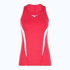 Koszulka tenisowa damska Mizuno Printed Tank W. Czerwone topy sportowe damskie Mizuno, l, bez wzorów, z elastanu, bez ramiączek. Za 58.99 zł.