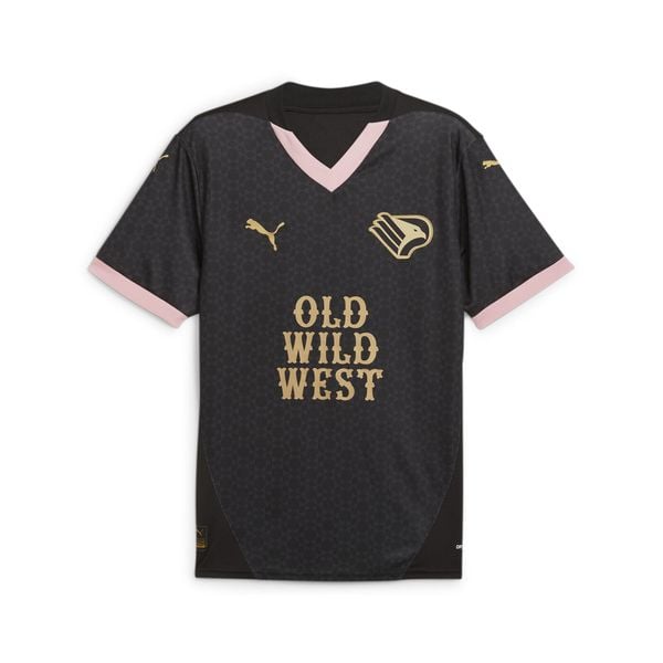 Męska koszulka wyjazdowa Palermo F.C. 24/25 PUMA Black Gold. Czarne t-shirty sportowe męskie Puma, l, z materiału, bez ramiączek, do piłki nożnej. W wyprzedaży za 345.60 zł.