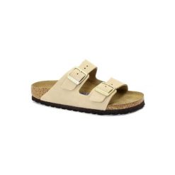 Klapki damskie Birkenstock Arizona. Brązowe klapki damskie Birkenstock, bez wzorów, z materiału, bez obcasa. Za 871.00 zł.