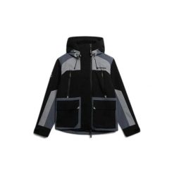 Kurtka przeciwdeszczowa z kapturem Superdry Colour Block. Czarne kurtki męskie Superdry., l, bez wzorów, eleganckie, z kapturem. Za 576.85 zł.