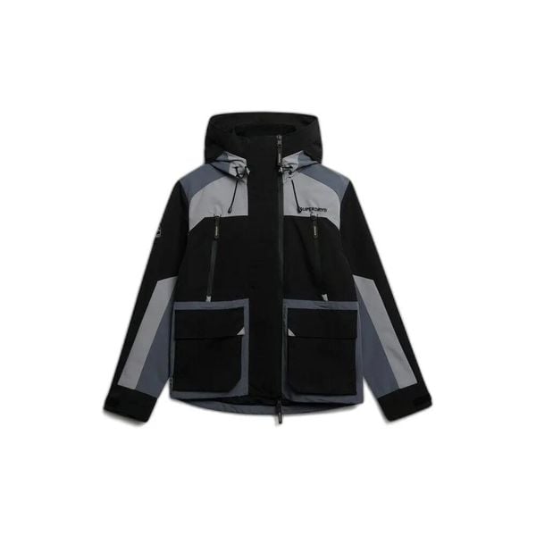 Kurtka przeciwdeszczowa z kapturem Superdry Colour Block. Czarne kurtki męskie Superdry., xl, bez wzorów, eleganckie, z kapturem. Za 521.00 zł.