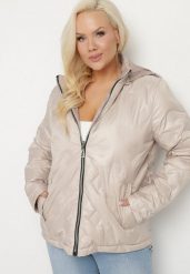 Beżowa Kurtka Dwustronna z Odpinanym Kapturem Frolbia. Brązowe kurtki damskie Born2be, xl, bez wzorów, z jeansu. Za 229.99 zł.