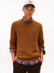 Tommy Hilfiger sweter Mężczyźni Bawełna brązowy, L. Brązowe swetry męskie Tommy Hilfiger, l, bez wzorów, z bawełny, bez kołnierzyka. Za 329.95 zł.