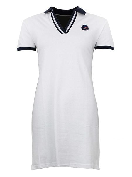 Peak Mountain Sukienka polo w kolorze białym rozmiar: S. Białe sukienki damskie Peak Mountain, na co dzień, s, bez wzorów, bez kołnierzyka, bez ramiączek, mini, proste. Za 78.66 zł.