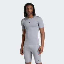 Koszulka TECHFIT Compression Training. Szare bielizna termoaktywna męska Adidas, l, bez wzorów, z dzianiny. Za 149.00 zł.