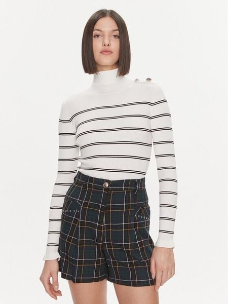 Liu Jo Golf MF3002 MS99E Biały Slim Fit. Białe golfy damskie Liu Jo, xl, bez wzorów, z syntetyku, bez ramiączek. Za 399.99 zł.