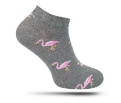 Skarpetki, Stopki, Szare w Różowe Flamingi, Casualowe, Krótkie -EM Men's Accessories. Czerwone skarpetki męskie Em men's accessories, bez wzorów, z bawełny. Za 19.99 zł.