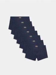 Bawełniane bokserki classic 7 pack - granatowy. Niebieskie bokserki męskie Sinsay, bez wzorów, z bawełny. Za 59.99 zł.