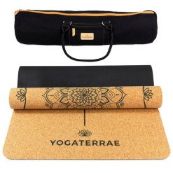 Mata do jogi Mandala z korka i gumy + Pasek i torba do transportu. Brązowe paski męskie YOGATERRAE, bez wzorów, z gumy, bez dodatków. W wyprzedaży za 538.00 zł.