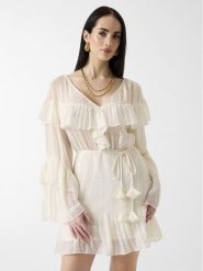 Guess Sukienka codzienna 181238 Kremowy Classic Fit. Białe sukienki damskie Guess, na co dzień, m, z aplikacjami, bez kołnierzyka, bez ramiączek, proste. Za 694.99 zł.