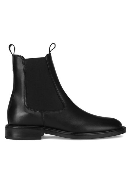 Gino Rossi Sztyblety PETRA-124 Czarny. Czarne botki damskie Gino Rossi, ze skóry, bez obcasa, na płaskiej podeszwie, bez zapięcia. Za 209.99 zł.