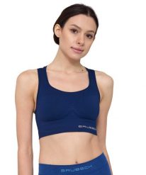 Damski crop top do ćwiczeń Brubeck GYM. Niebieskie topy sportowe damskie Brubeck, l, bez wzorów, z dzianiny, bez ramiączek. Za 149.99 zł.
