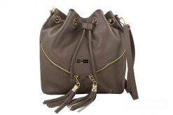 Worek skórzany boho BARBERINI'S 977-9 c. beżowy. Brązowe shopper bag damskie Barberinis, bez wzorów, ze skóry, bez dodatków. Za 219.99 zł.