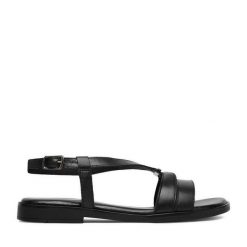 Sandały Lasocki. Czarne sandały damskie Lasocki, bez wzorów, bez obcasa, na płaskiej podeszwie. Za 149.99 zł.