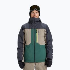 Kurtka snowboardowa męska Quiksilver Dawson. Zielone kurtki męskie Quiksilver, m, bez wzorów, z materiału, bez kaptura, snowboardowy. Za 858.75 zł.