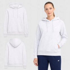 BLUZA DAMSKA 4F SPORTOWA Z KAPTUREM NIEROZPINANA XS SZARA KOLOR SZARY. Szare bluzy sportowe damskie 4f, l, bez wzorów, z bawełny, bez ramiączek, z kapturem. Za 109.00 zł.