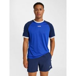 Koszulka Hummel Pulse Stripe. Niebieskie t-shirty sportowe męskie HUMMEL, bez ramiączek, do piłki nożnej. Za 191.00 zł.
