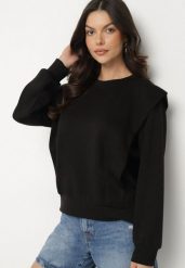 Czarna Bluza z Wiskozą z Podkreśloną Linią Ramion Alithra. Czarne bluzy bez kaptura damskie Born2be, z jeansu. Za 69.99 zł.