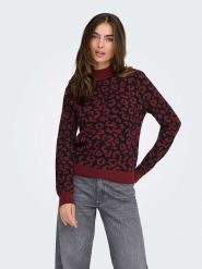 ONLY Sweter w kolorze bordowo-czarnym rozmiar: L. Czerwone swetry klasyczne damskie Only, l, bez kołnierzyka. Za 123.25 zł.
