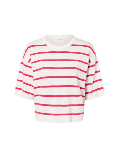 Msch Copenhagen sweter z cienkiej dzianiny - MSCHGeanine Rachelle Kobiety drobna dzianina biały|wyrazisty róż, L/XL. Białe swetry klasyczne damskie MSCH Copenhagen, na lato, l, z dzianiny, bez kołnierzyka. Za 139.95 zł.