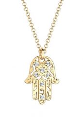 Elli Damska zawieszka ręka Hamsa z kryształami w pozłacanym srebrze 925 Sterling Silver Naszyjniki 1 ct Damski. Szare naszyjniki damskie Elli, pozłacane. Za 253.99 zł.